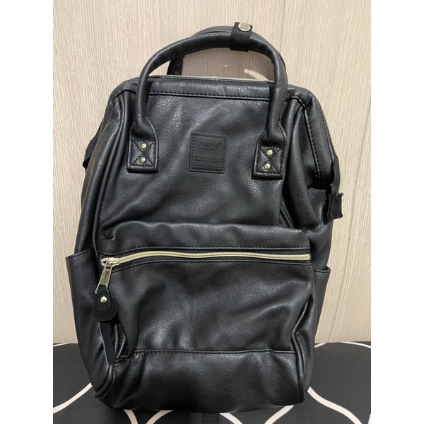 Anello leather backpack black sale