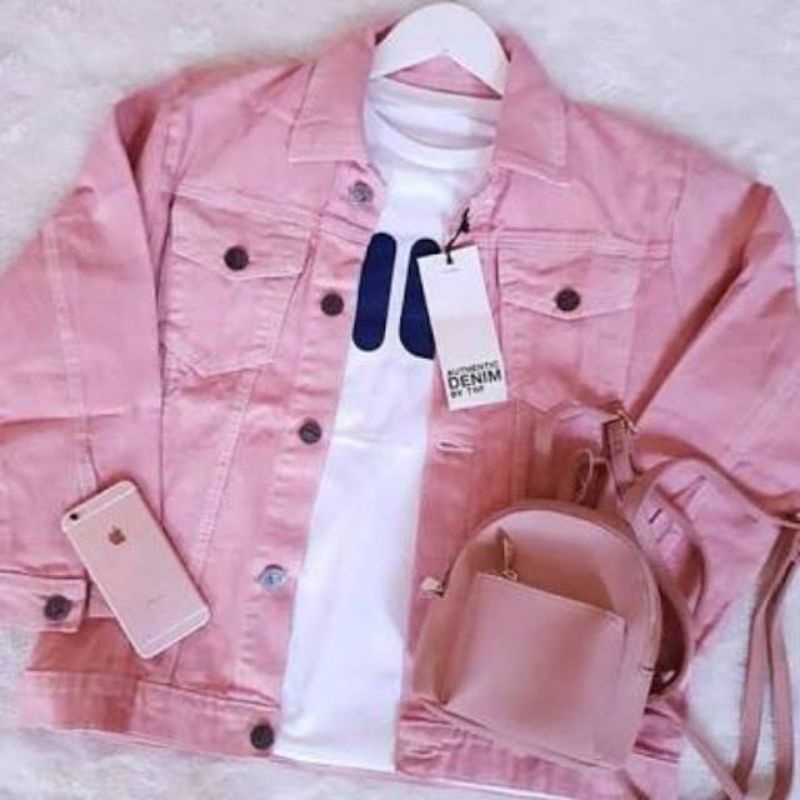 Jaket 2025 denim pink