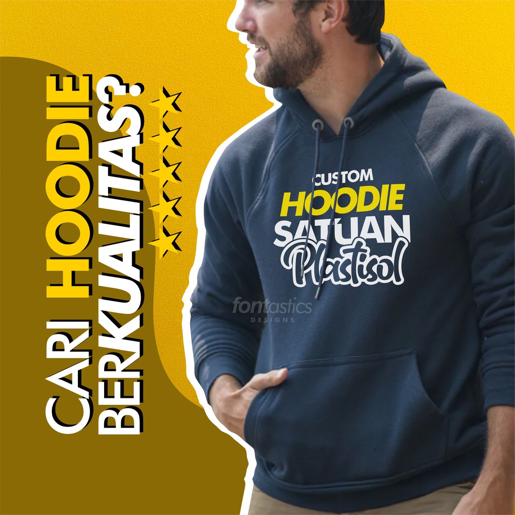 Jual SABLON HOODIE CUSTOM PLASTISOL SATUAN LUSINAN SWEATER PRIA