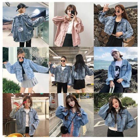 Jaket denim sales wanita oversize