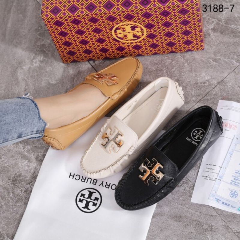 Tory Burch Lowell Tumbled Leather Driver Moccasin Flats 3188 7