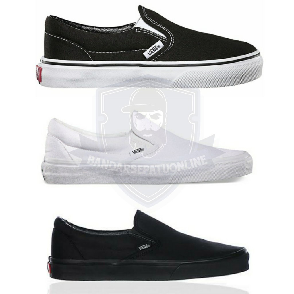 Jual GRADE ORIGINAL SEPATU VANS SLIP ON SLIPON HITAM BLACK PUTIH