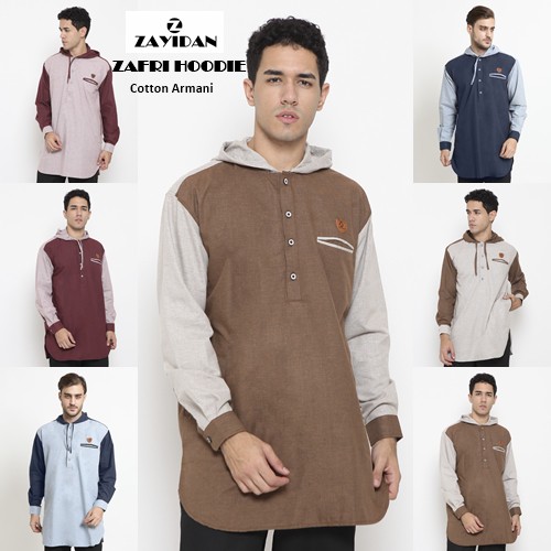 Jual Baju Koko Gamis Pria Muslim Zafri Hoodie Zayidan Shopee