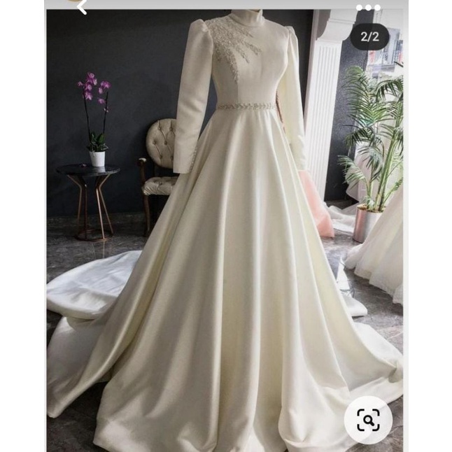 Gaun satin bridal sale