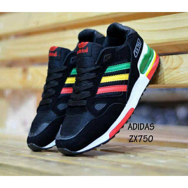 Jual sepatu casual sport men adidas zx 750 black rasta Shopee