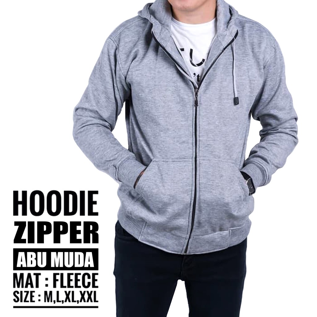 Jual ( COD ) JAKET HOODIE POLOS ZIPPER SWEATER HOODIE POLOS ZIPPER JAKET  HOODIE POLOS ZIPPER ABU MUDA | Shopee Indonesia