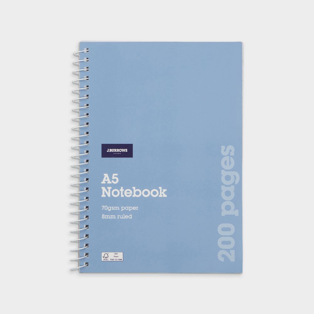 J.Burrows A5 Spiral Notebook 200 Page