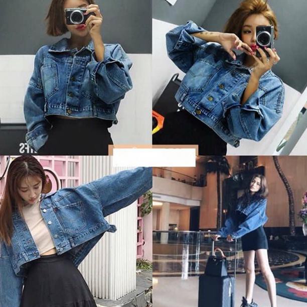 Jual Oversized Crop Denim Jacket Jaket Jeans Oversize Big