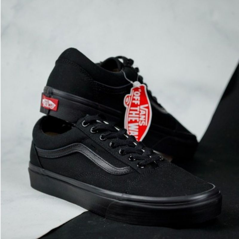 Vans old 2025 school hitam polos