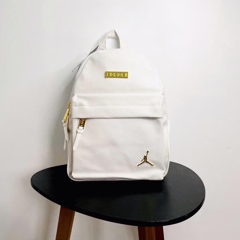 White leather jordan store backpack