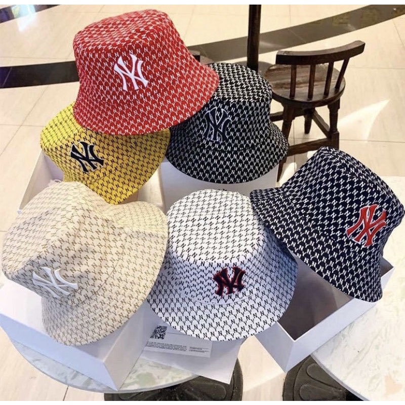 New York Yankees Monogram Bucket Hat - Navy - Pomelo Fashion