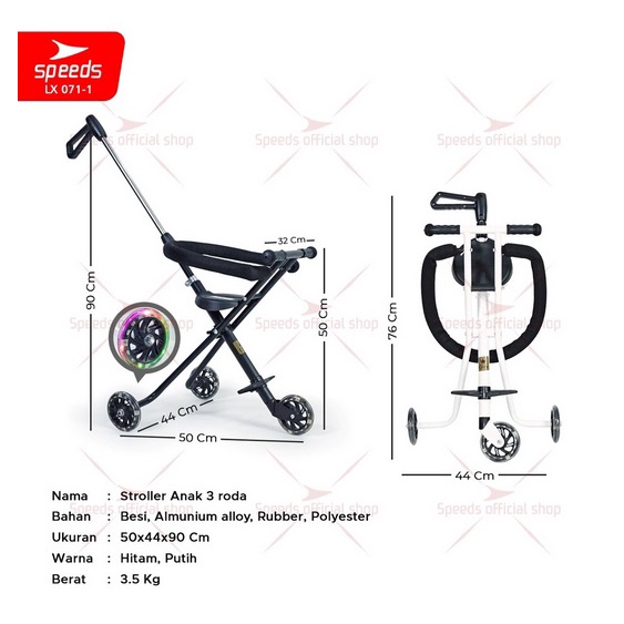 Stroller duduk outlet roda 3