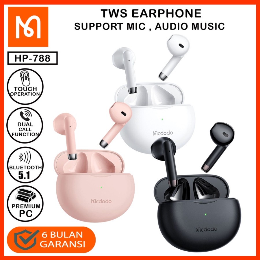 Jual Mcdodo HP 788 Earphone Tws Hifi Sound Touch Control Bt 5.0