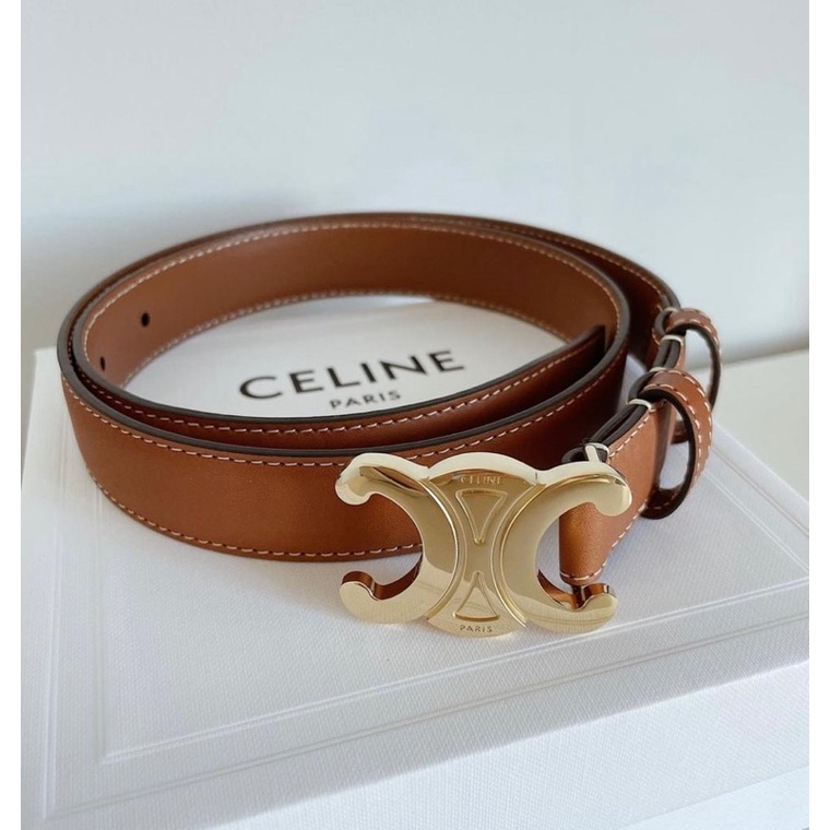 aksesoris ikat-pinggang Celine Triomphe Small 1.8cm Belt Black GHW