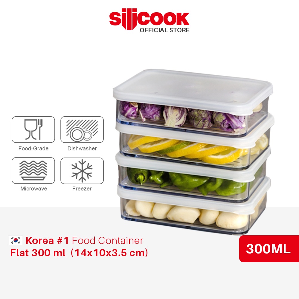 Silicook ] Fridge Food storage containers - Flat Medium set, 5pcs