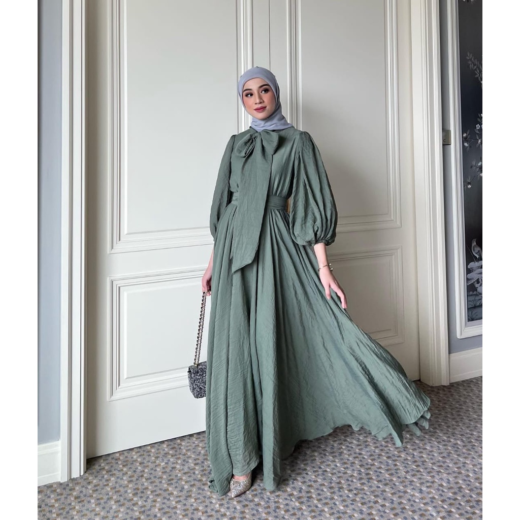 PREMIUM gamis pesta muslimah terbaru 2023 polos dress viral model mayung mewah dress kondangan wanita kekinia baju lebaran simple minimalis elegan