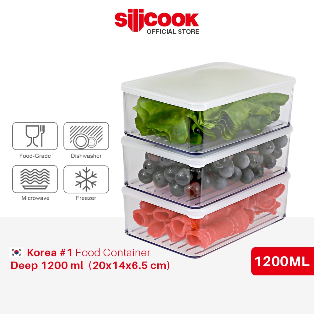 Silicook ] Fridge Food storage containers - Flat Medium set, 5pcs