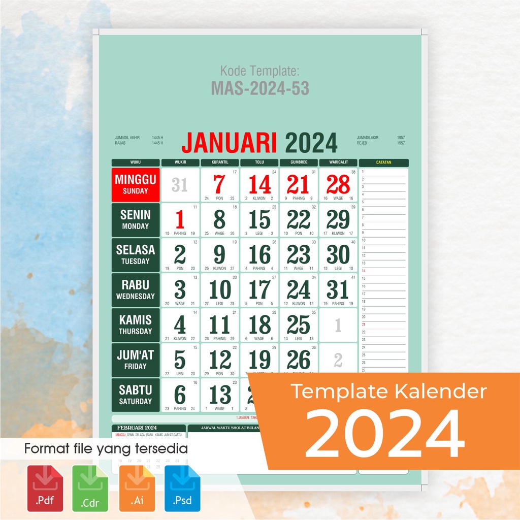 Kalender 2024 Lengkap Dengan Hijriyah, Jawa, Dan Pasaran, 55% OFF