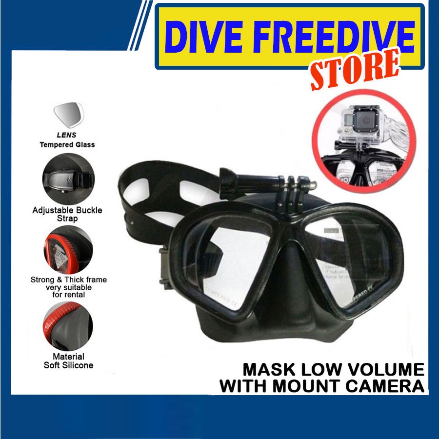 Jual Mask Low Volume w/ Gopro Mount Kacamata Selam Scuba Diving Freediving  Spearfishing Freedive Spearo Apnea Dive Mask Diving