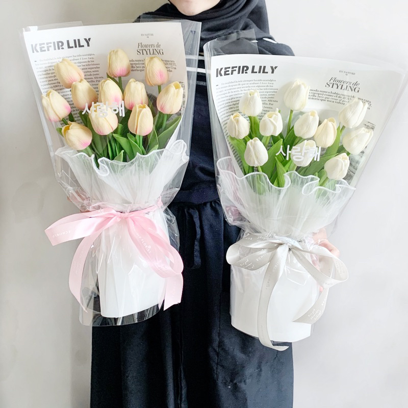 Buket Bunga Tulip Putih