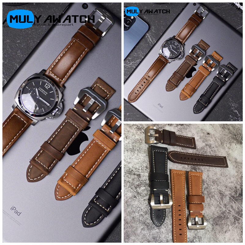 STRAP TALI JAM TANGAN KULIT PANERAI LUMINOR ORIGINAL 22 24 26 HITAM COKELAT