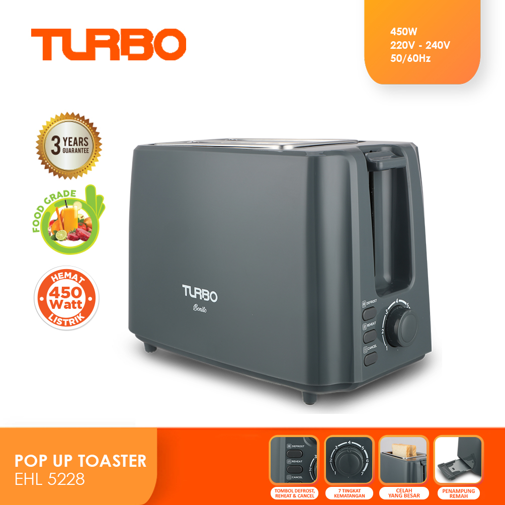 Jual Turbo Pop Up Toaster EHL5228 Pemanggang Roti Original Dan