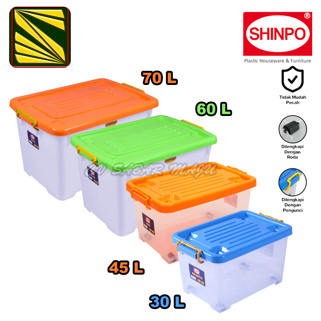 Jual Shinpo Box Container Plastik / Kotak Penyimpanan serbaguna cb 30 Liter  ,45 Liter, 60 Liter, dan 70 Liter