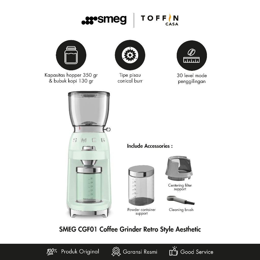 50'S Style Electric coffee grinder - Smeg CGF11CREU