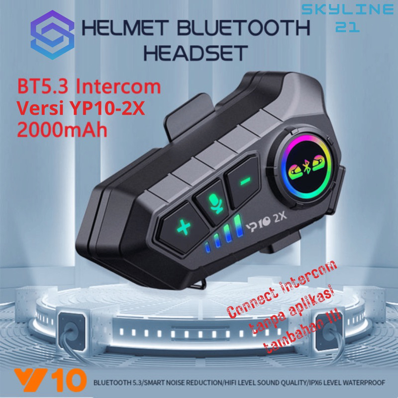 Jual INTERCOM HELM YP10 2X SHARING HEADSET HELMET BLUETOOTH VARIAN