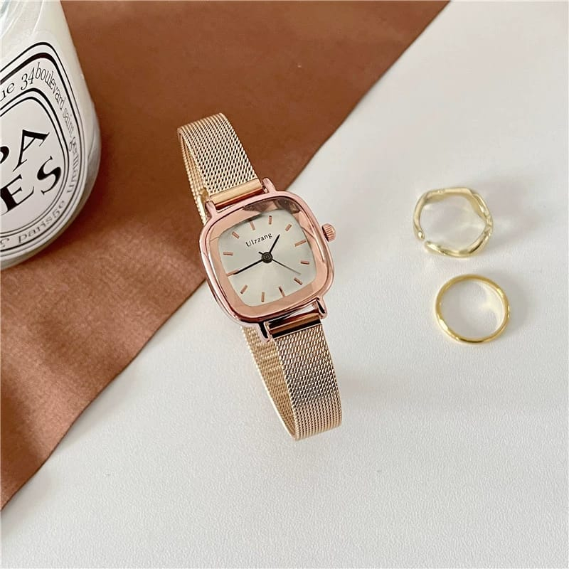 Jual Barbee Jam Tangan Wanita Analog Ulzzang Cubic Strap Karet