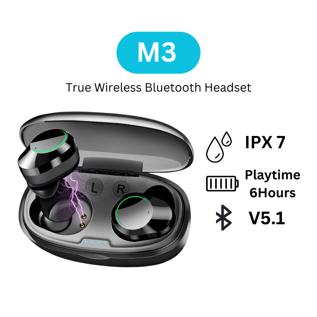 Jual M3 TWS Bluetooth IPX7 Water Proof Premium Touch Control 4