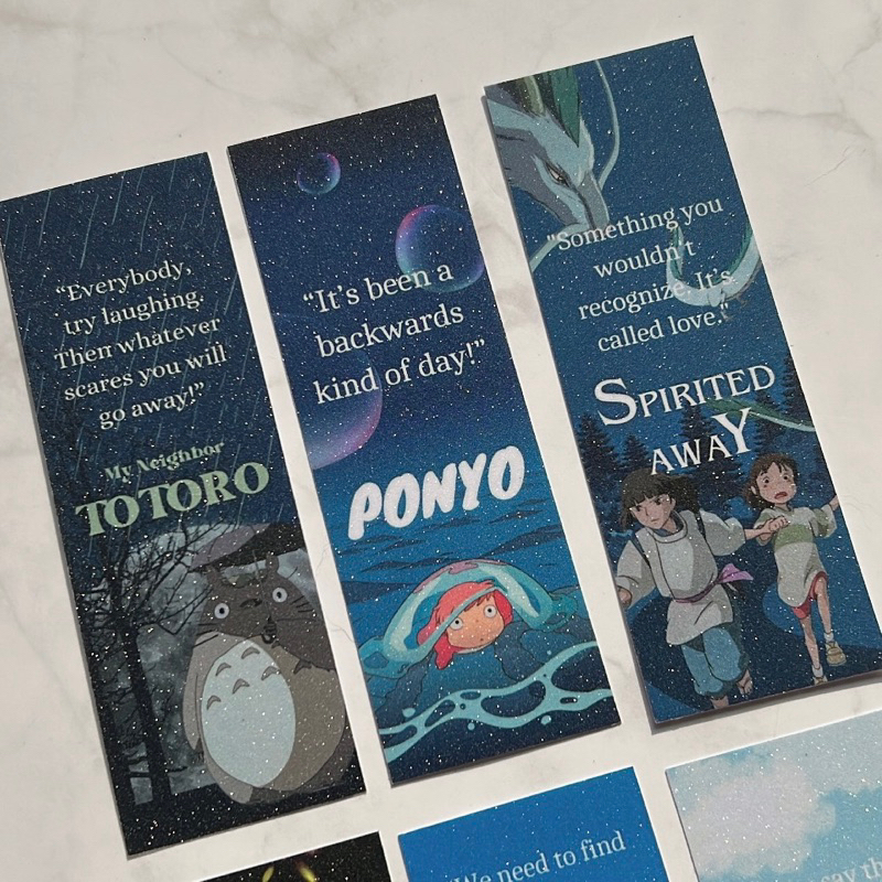 Studio Ghibli Bookmarks by Inkstained.Paper (Totoro, Ponyo, Spirited Away,  Kiki’s Delivery Service, Grave of the Fireflies, & Howl’s Moving Castle)