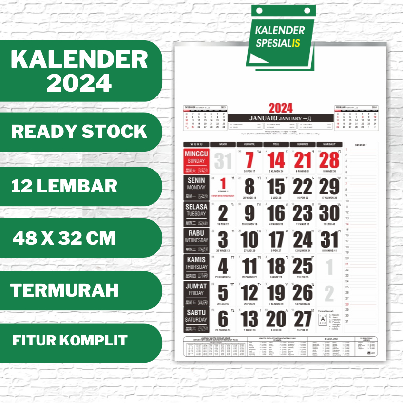 Kalender 2024 Lengkap Dengan Hijriyah, Jawa, Dan Pasaran, 50% OFF