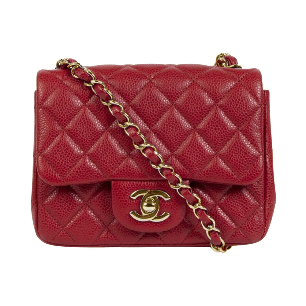 Jual Chanel Mini Classic Square Flap Bag Caviar Maroon Shopee