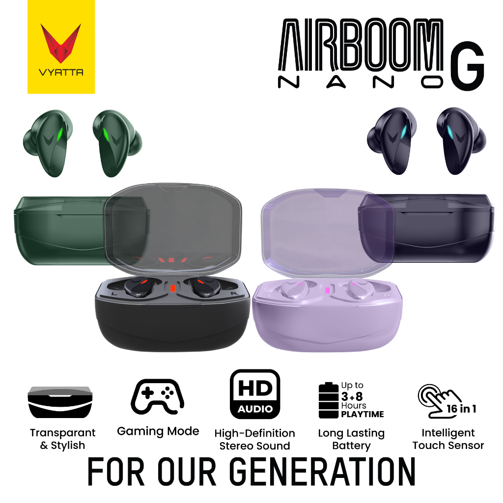 Jual VYATTA AIRBOOM NANO G TWS BLUETOOTH HEADSET EARPHONE GAMING