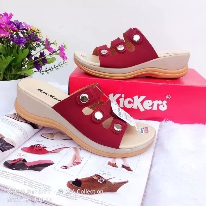 Jual SANDAL WANITA KICKERS TERBARU SANDAL WEDGES KONDANGAN MURAH