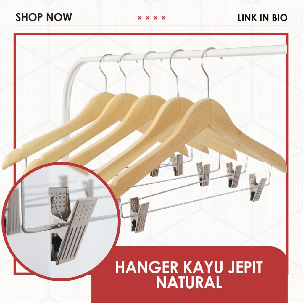 Jual Hanger Kayu Jepit Hanger Jepit Premium Hanger Baju