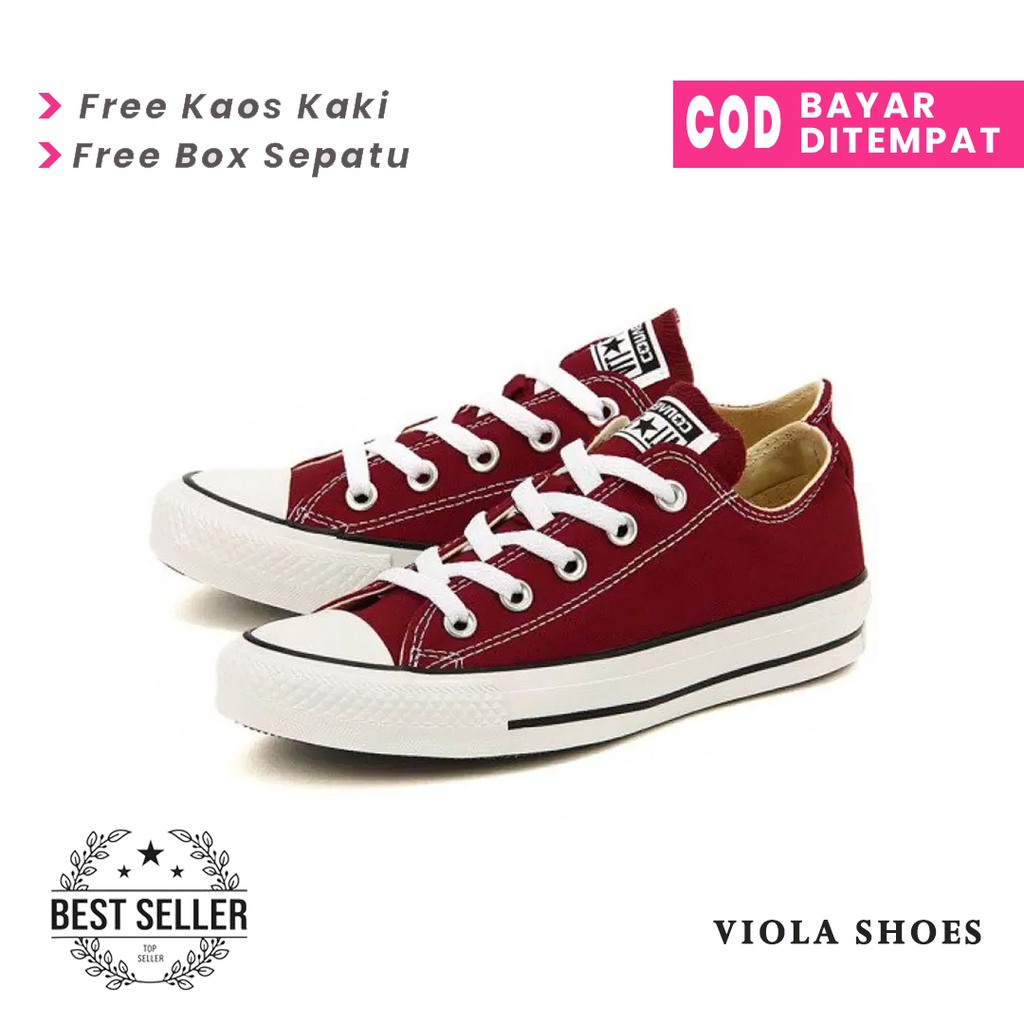 SEPATU CONVERSE 70s LOW PREMIUM SNEAKERS ALL STAR MAROON PENDEK PRIA WANITA TERLARIS CONVERSE MURAH