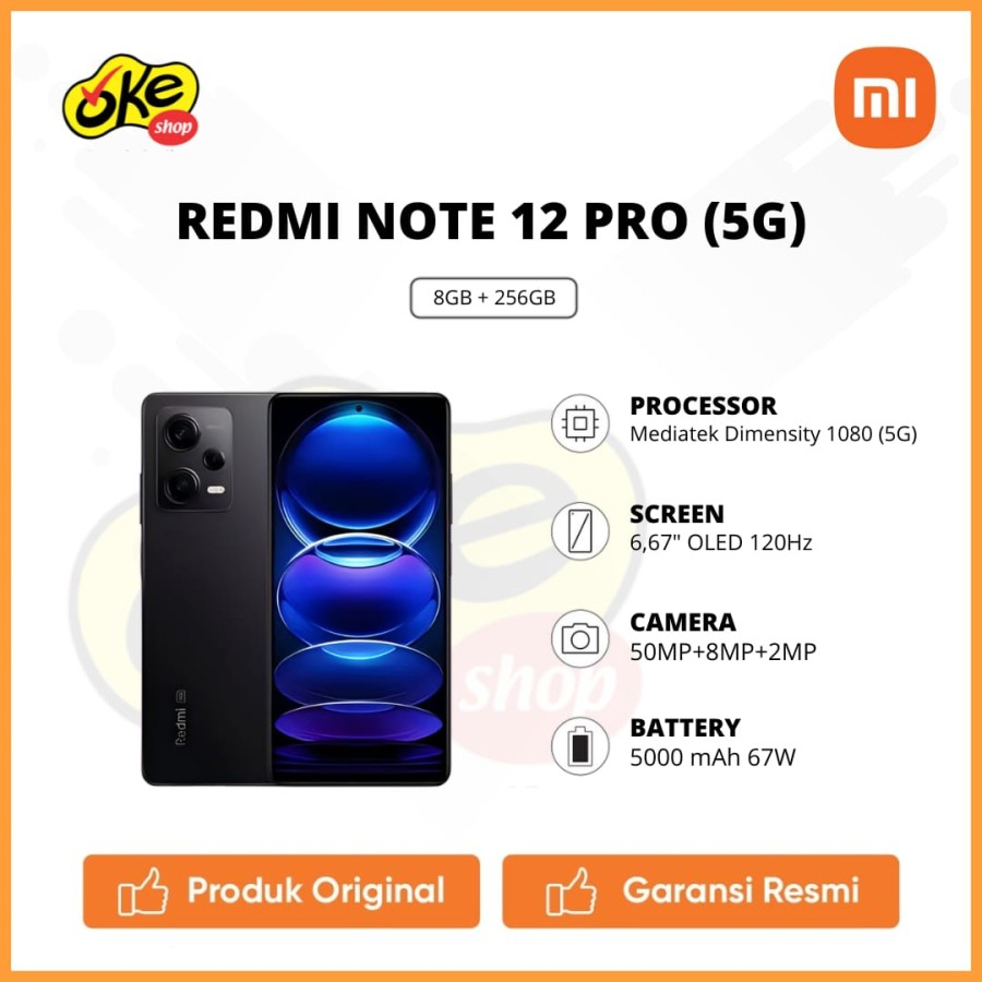 Jual Xiaomi Redmi Note 12 Pro 5G NFC - 8GB 256GB (8/256) Garansi