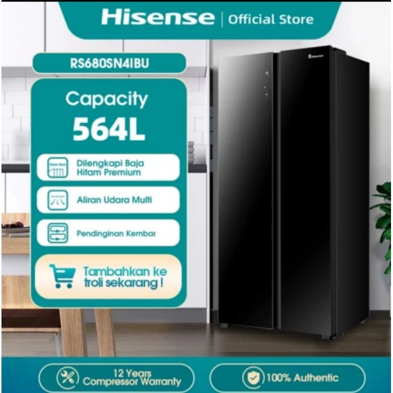 Jual Kulkas Hisense RS680 Side By Side | Shopee Indonesia