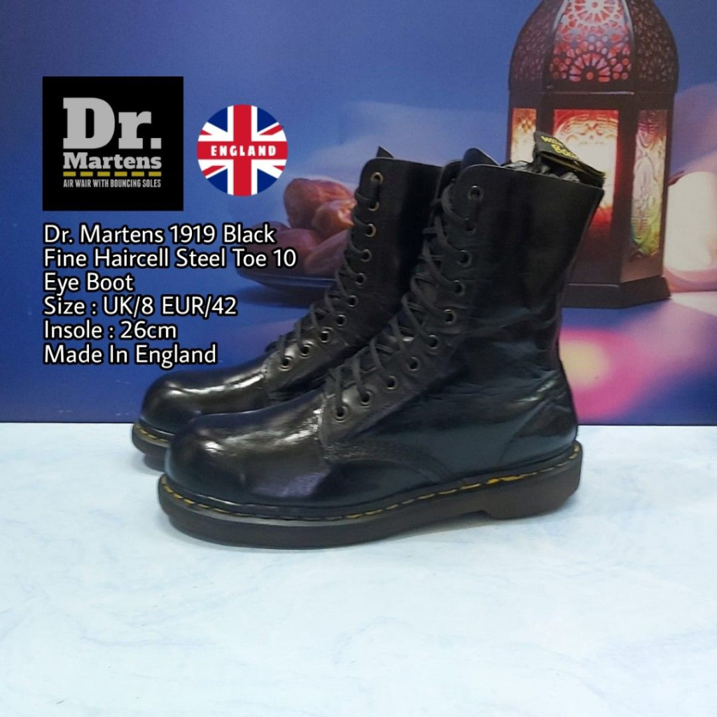 Jual Docmart Dr.Martens Original 1919 Black Fine Haircell Steel Toe 10 Hole Boot England Ukuran 42 Shopee Indonesia