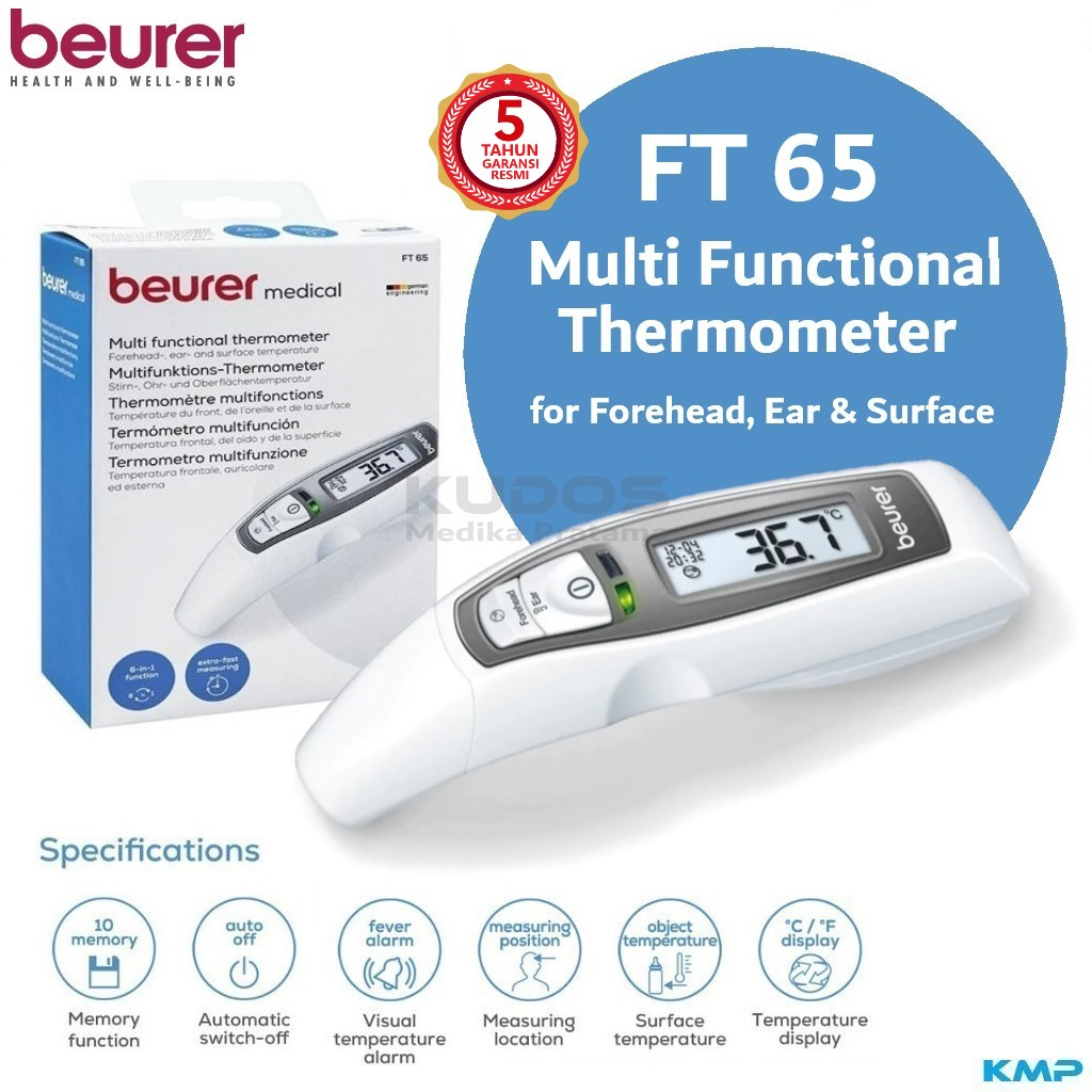 Thermomètre frontal et auriculaire Beurer FT 65
