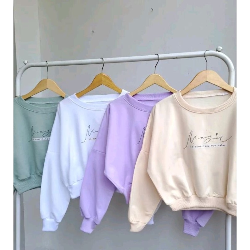 Jual MAGIC LOVE CROP SWEATER OVERSIZE WANITA CROPE SWEATER REMAJA DEWASA Shopee Indonesia