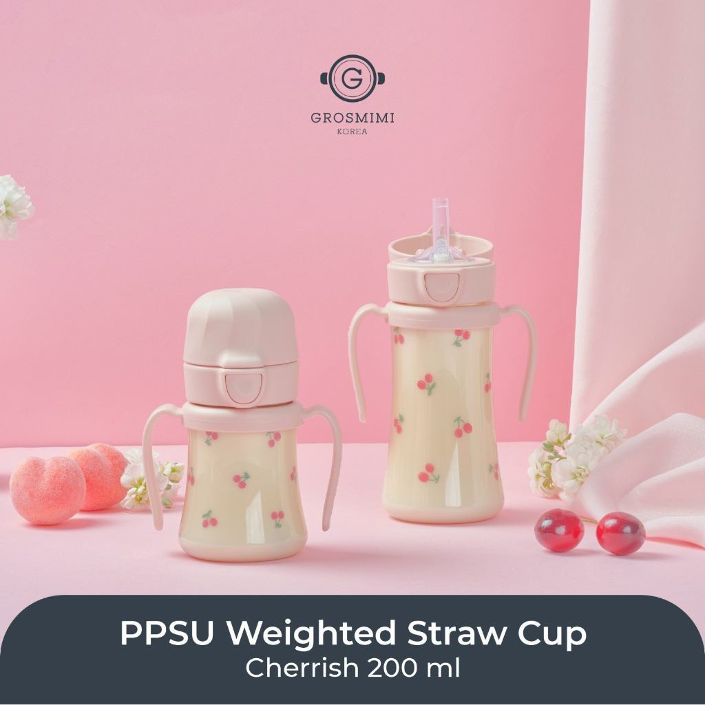 Grosmimi PPSU Space Straw Cup 300ml - White –