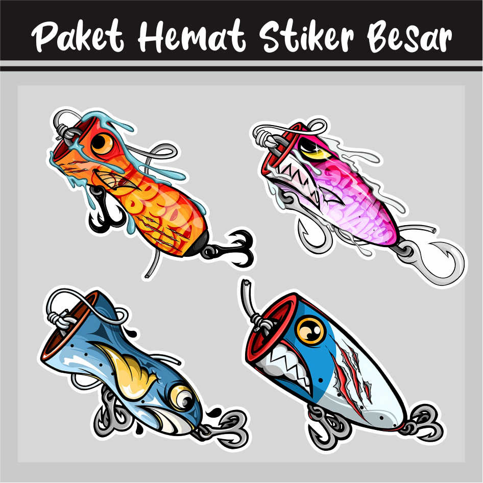 Stickers Fishing 1 Set 50 Pcs : Stiker Mancing Terlengkap Tackle box
