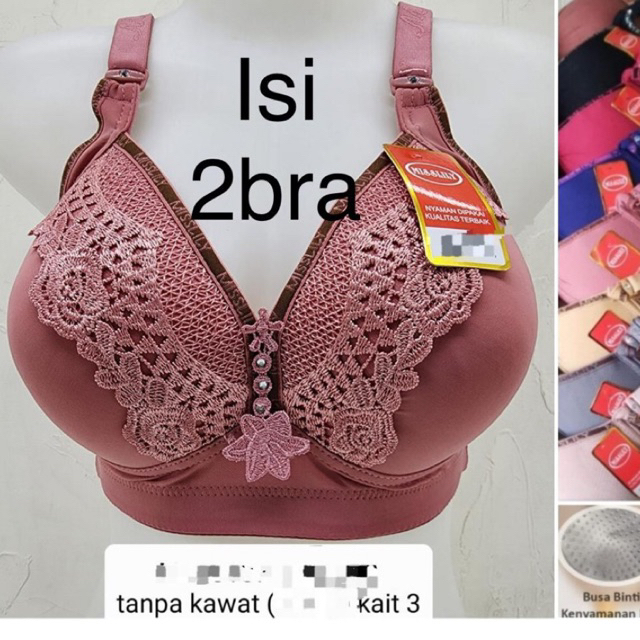 LIDILY - Daily Bra Jumbo Cup Besar Tanpa Kawat | Bra Mama Besar BH Big Size  3 Kaitan Underwear Jumbo Motif Random