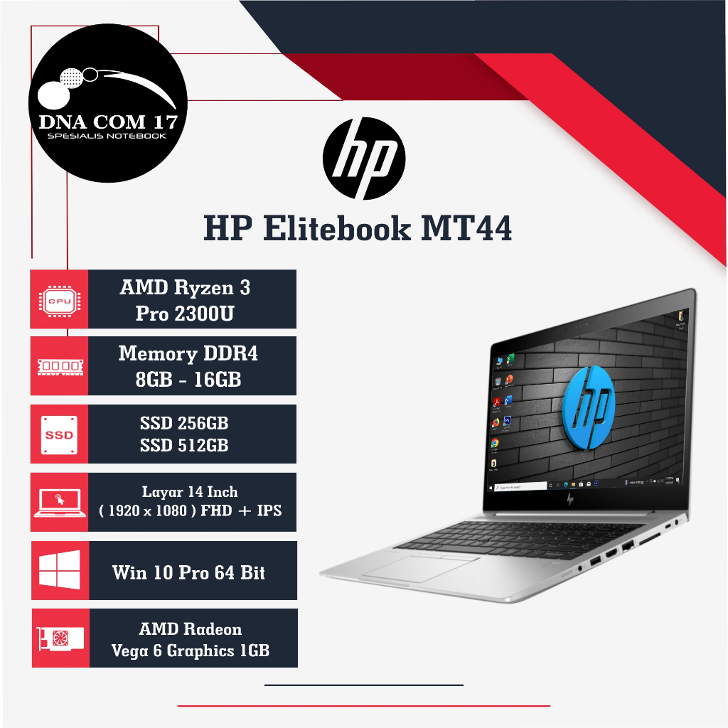 Jual HP Elitebook MT44 / HP Probook 645 G4 AMD Ryzen 3 PRO 2300u |16GB |SSD  512GB | FHD | IPS | Shopee Indonesia