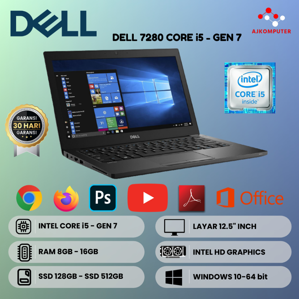 Jual DELL LATITUDE 7280 CORE i7 GEN 7 12 INCH TOUCHSCREEN