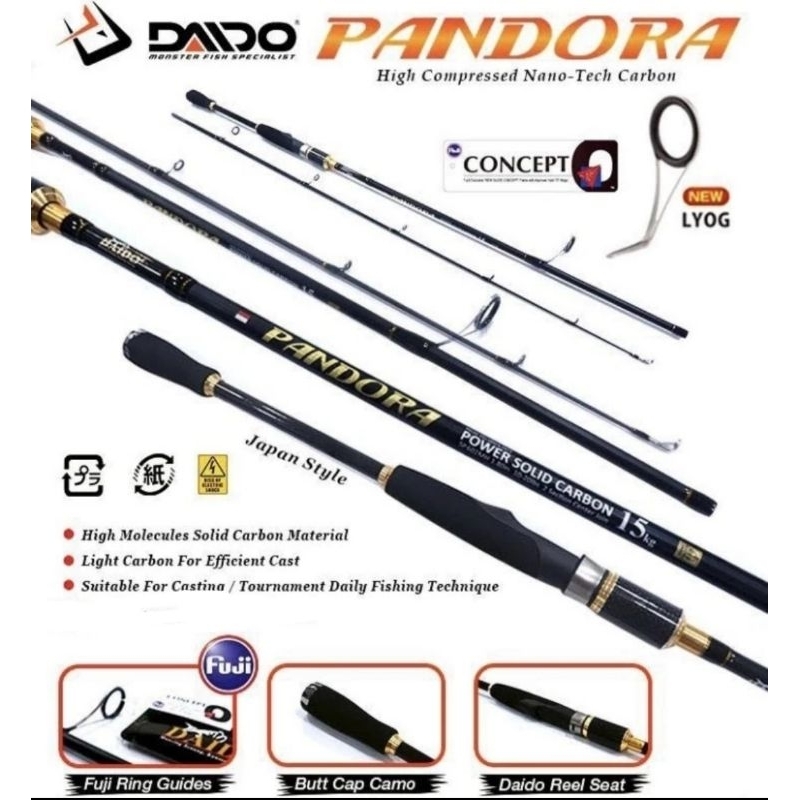 Daido Black Reaper Spinning rod. 2 section. Carbon solid. Ring
