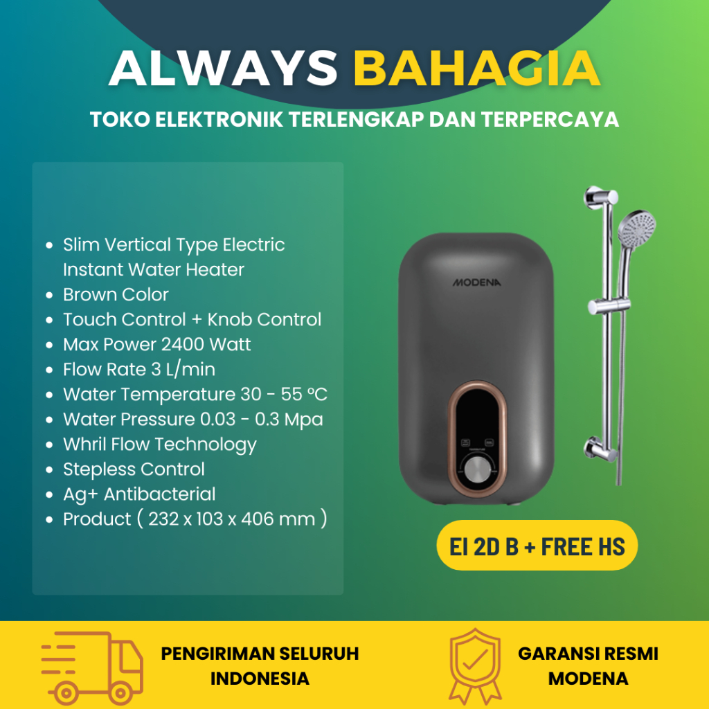 Jual Modena EI 2D B - water heater instan digital gratis shower | Shopee  Indonesia
